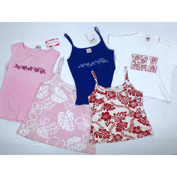 vintage y2k Light Pink HAWAIIAN Hibiscus Print TANK TOP M/Large tropical print - Picture 5 of 9